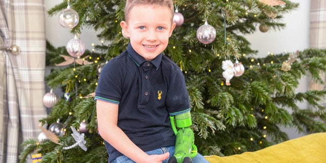 Jacob Scrimshaw, 5 with his new prosthetic arm.