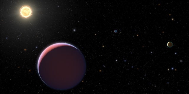 An artist's depiction of the Kepler 51 star system. (Credit: NASA/ESA/STScI)