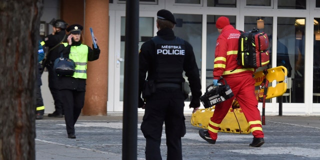 Police and officials say at least four people have been killed in a shooting in a hospital in the eastern Czech Republic. Two others are seriously injured. (Jaroslav Ozana/CTK via AP)