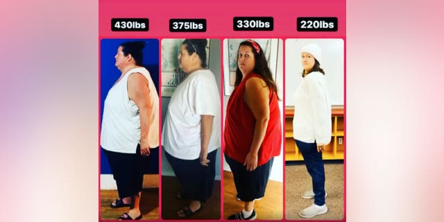 Some of the stages throughout her weight loss journey. (SWNS)