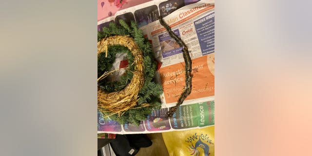 The Gaskells think the snake was hibernating in the straw before the stalks were picked to make the wreath.