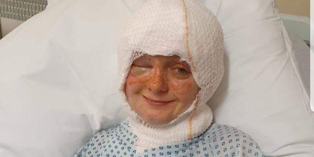 Emily Fairbrass in hospital after the accident.