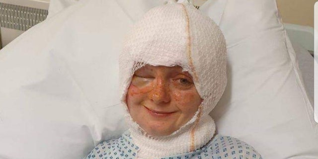 Emily Fairbrass in hospital after the accident.