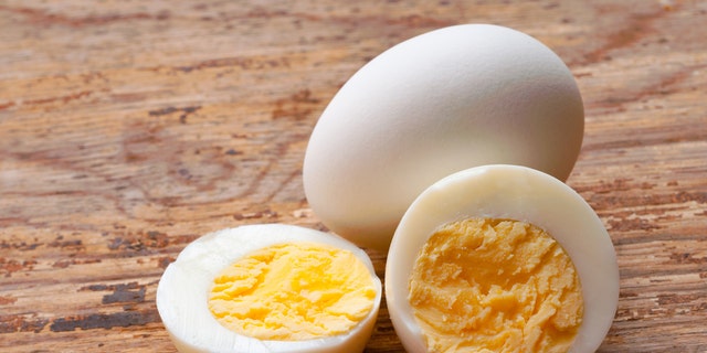 Fresh hard-boiled eggs are shown here. Make sure to mash the cooked yolks until they're smooth. 