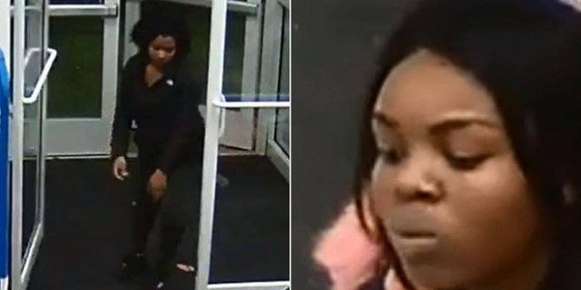 The suspect on the left was caught on surveillance tape macing a loss prevention officer while both women attempted to leave the Blaine store with baskets full of unpaid merchandise.