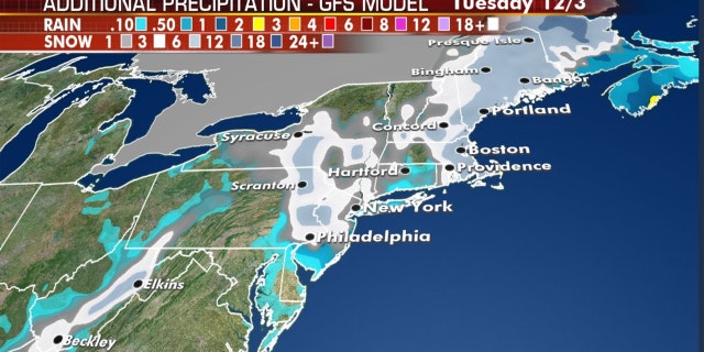 Nor'easter to bury Northeast in snow as deadly storm blamed for pileups, crashes snarl travel 2 Snow accumulations from the storm through Tuesday morning.