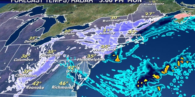 A nor'easter will bring heavy snow to inland portions of the Northeast through Tuesday morning.