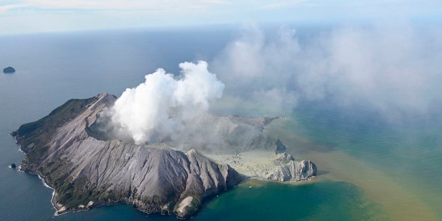 This aerial photo shows White Island after its volcanic eruption in New Zealand Monday, Dec. 9, 2019.