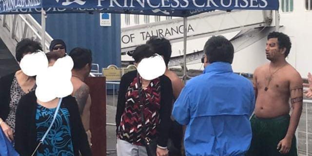 Guests traveling on Princess Cruises’ Golden Princess ship on Dec. 2 were welcomed aboard at the Port of Tauranga in New Zealand by a group of “non-Maori men” wearing “crude skirts” with “scribbles” across their faces.