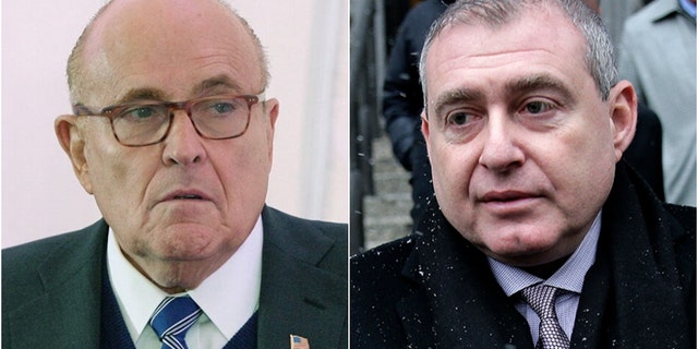 Lev Parnas, right, an indicted associate of President Donald Trump's personal attorney, is seeking a court's permission to hand over the contents of Parnas' phone as well as other documents to a House panel. (Giuliani, Getty Images; Parnas, Associated Press).