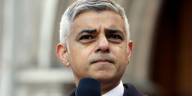 Mayor of London Sadiq Khan speaks during a vigil at Guildhall Yard in London on Monday to remember the London Bridge stabbing victims and honor members of the emergency services and bystanders who fought the attacker.