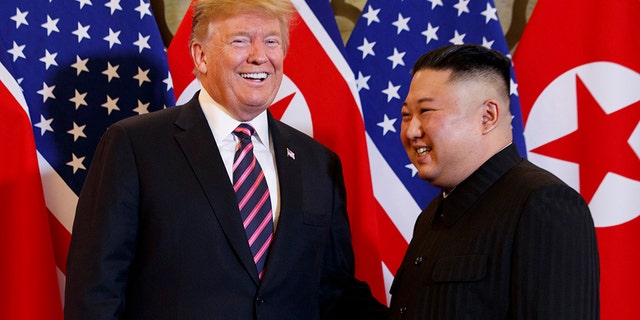 President Donald Trump and North Korean leader Kim Jong Un are seen in Hanoi, Vietnam, Feb. 27, 2019. (Associated Press)