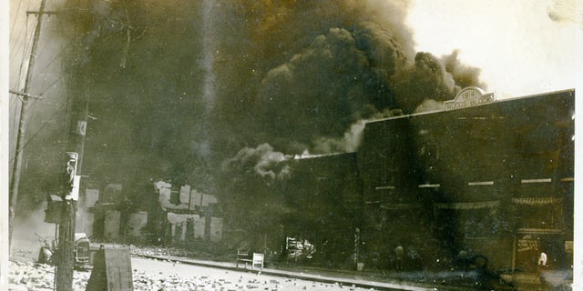 Photograph of damage caused by Tulsa Race Riot, Tulsa, Oklahoma, June 1921.