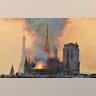 Flames and smoke rise from a fire at Notre Dame cathedral in Paris, April 15, 2019. 
