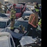 First responders were forced to walk across the wreckage on the roofs of vehicles. 