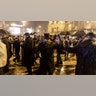 Budapest, Hungary: Unified Israelite Congregation of Hungary, EMIH, chief rabbi Slomo Koves, center, dances after the ceremonial lighting of the first lantern on a menorah in a square in central Budapest.?
