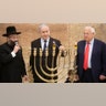 Jerusalem, Israel: Prime Minister Benjamin Netanyahu lights Hanukkah candles with US Ambassador to Israel David Friedman, at the Western Wall, the holiest site where Jews can pray in Jerusalem's old city,??
