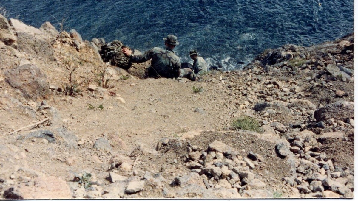 Hannel ascending a cliff during a military exercise in late 1987. (Eric Hannel) 