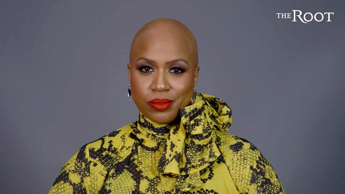 Rep. Ayanna Pressley appeared in a video posted Thursday announcing that she has gone bald due to alopecia. (Courtesy of The Root and G/O Media via AP)