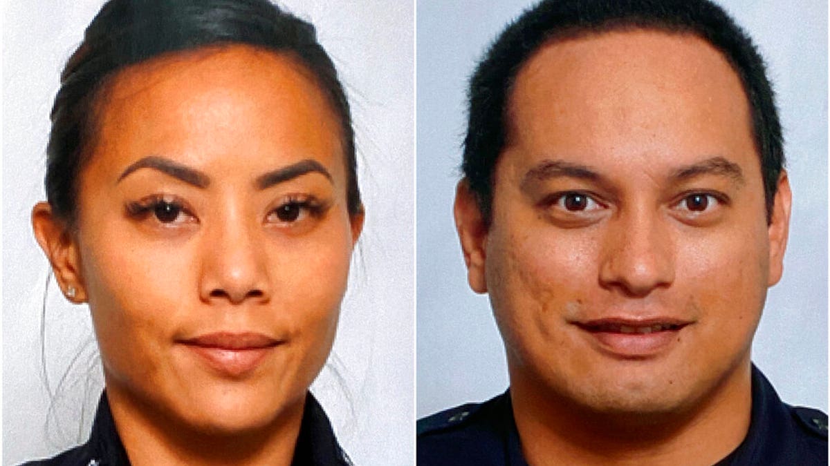 This undated photo provided by the Honolulu Police Department shows Officers Tiffany Enriquez, left, and Kaulike Kalama. Enriquez and Kalama were killed Sunday, Jan. 19, 2020, while responding to a call. 