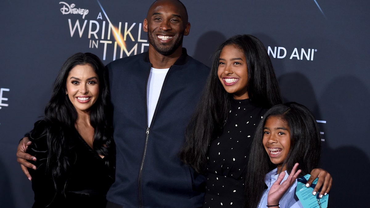 Vanessa Bryant, from left, Kobe Bryant, Natalia Bryant and Gianna Maria-Onore Bryant at the world premiere of "A Wrinkle in Time" in Los Angeles.