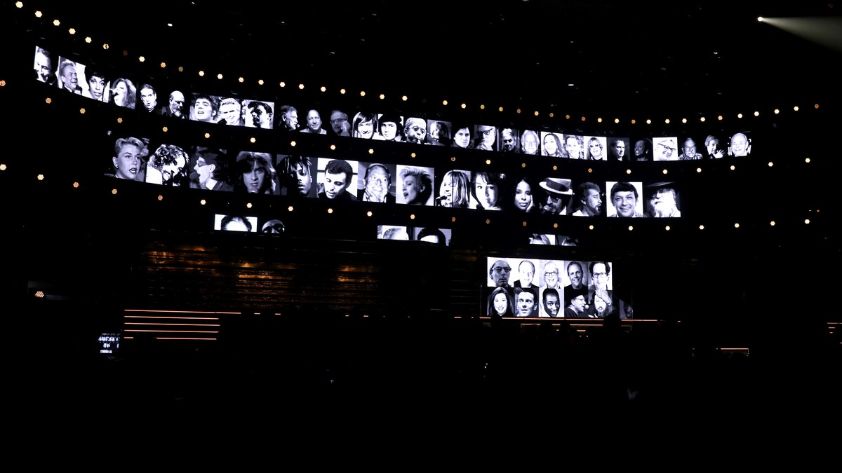 Members of the music community lost in 2019–2020 are remembered during an in memoriam tribute at the 62nd annual Grammy Awards on Sunday, Jan. 26, 2020, in Los Angeles.