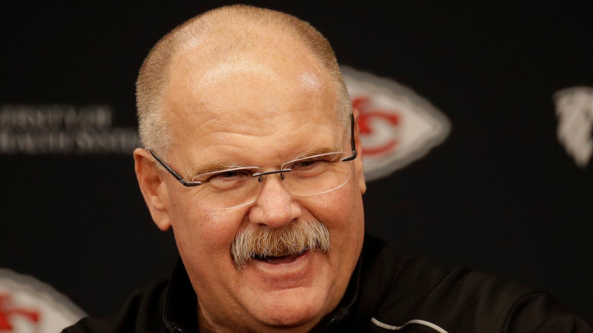 Kansas City Chiefs head coach Andy Reid addresses the media at a news conference Monday, Jan. 20, 2020 at Arrowhead Stadium in Kansas City, Mo. (AP Photo/Charlie Riedel)
