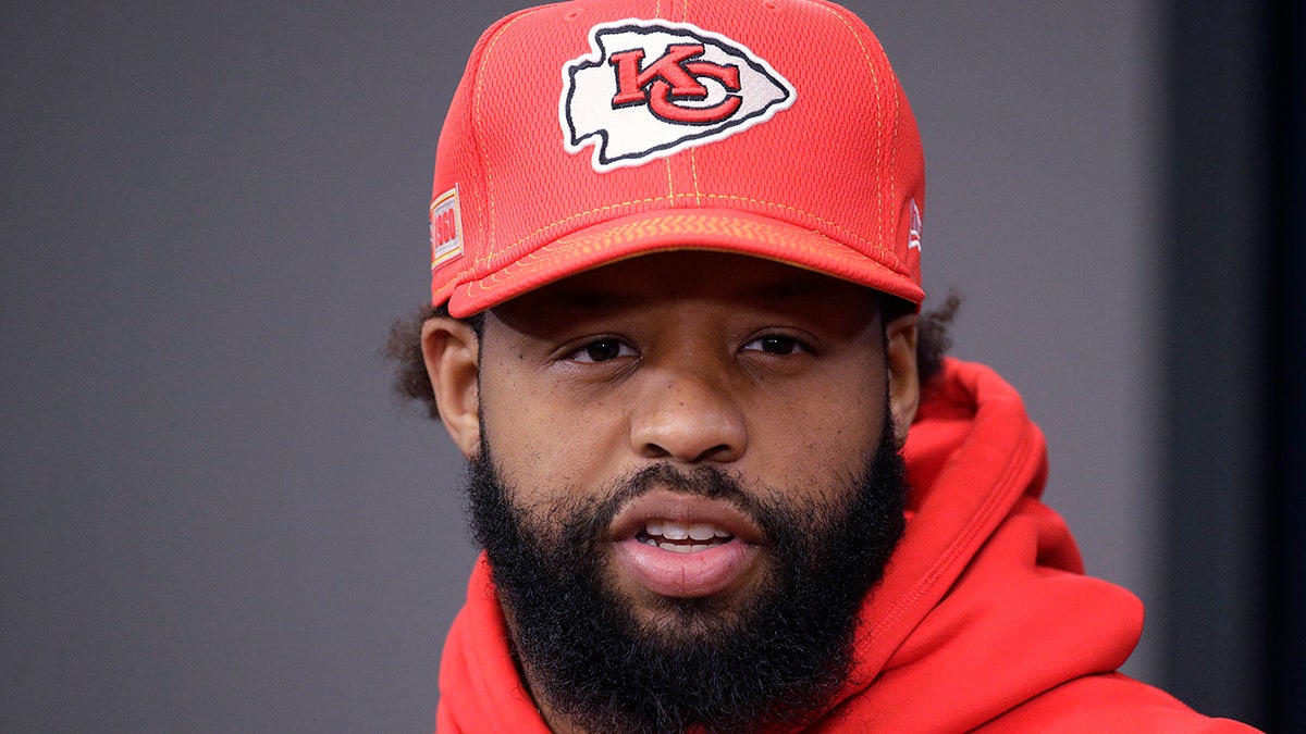 Kansas City Chiefs inside linebacker Anthony Hitchens addresses the media at a news conference Wednesday, Jan. 22, 2020 at Arrowhead Stadium in Kansas City, Mo. The Chiefs will face the San Francisco 49ers in Super Bowl 54. (AP Photo/Charlie Riedel)