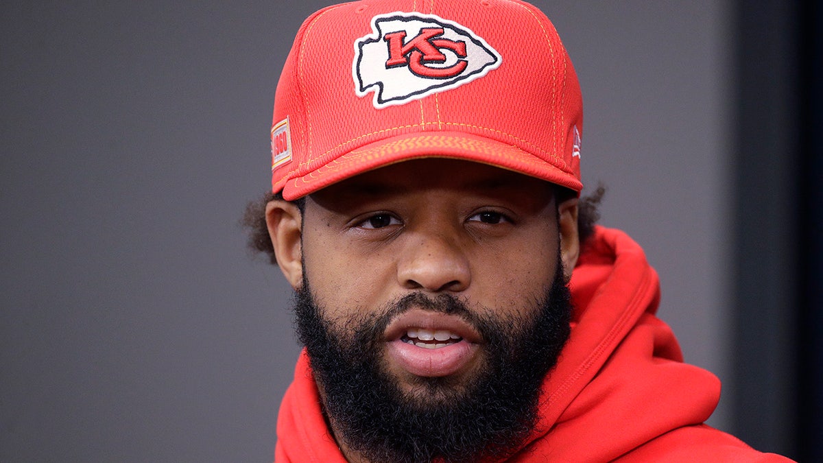Kansas City Chiefs inside linebacker Anthony Hitchens addresses the media at a news conference Wednesday, Jan. 22, 2020 at Arrowhead Stadium in Kansas City, Mo. The Chiefs will face the San Francisco 49ers in Super Bowl 54. (AP Photo/Charlie Riedel)