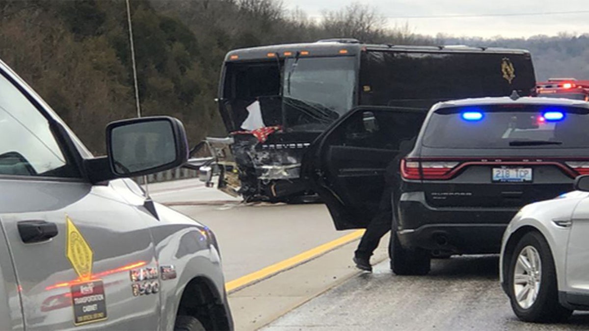 Covington bus suffered damage after being involved in a wrong-way fatal crash Saturday morning on the AA highway in Campbell County, Ky.