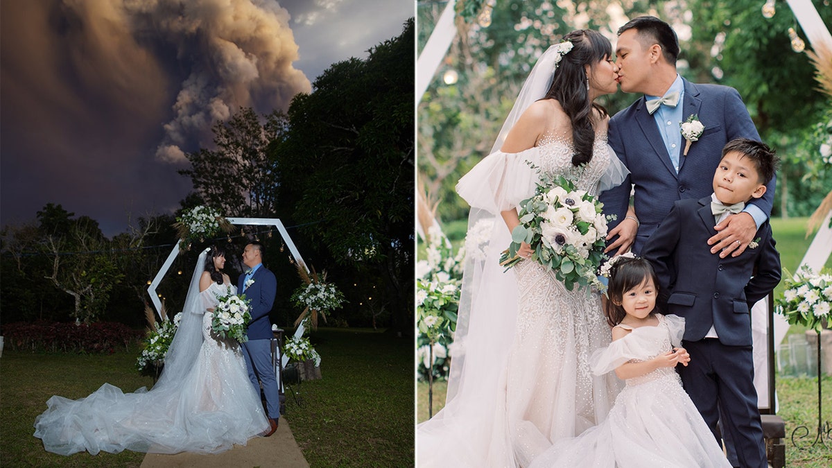 Chino and Kat Vaflor married at a venue roughly 10 miles from Taal Volcano Sunday, right as the volcano was erupting.