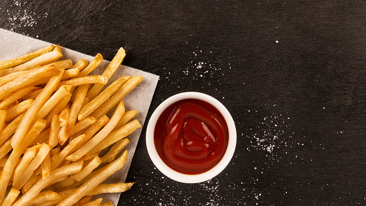 French fries with ketchup