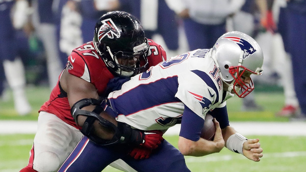 Grady Jarrett got to Tom Brady three times in a Super Bowl loss. (Photo by Jamie Squire/Getty Images)