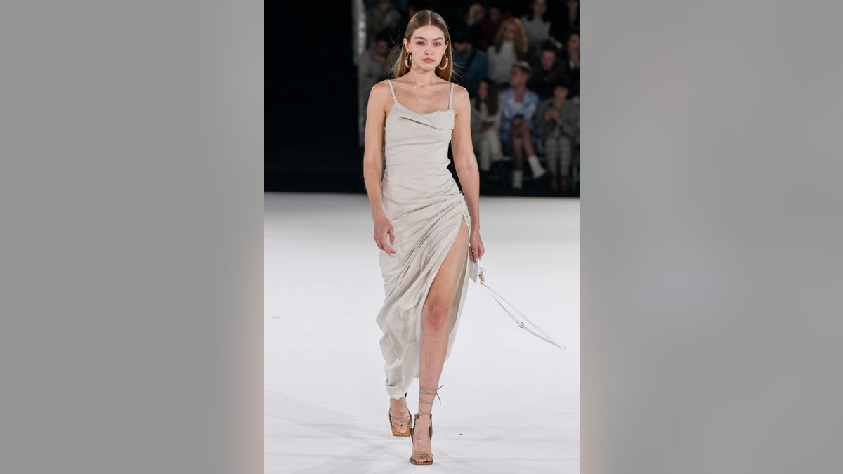 Gigi Hadid walking the runway during Paris Fashion Week 2020.