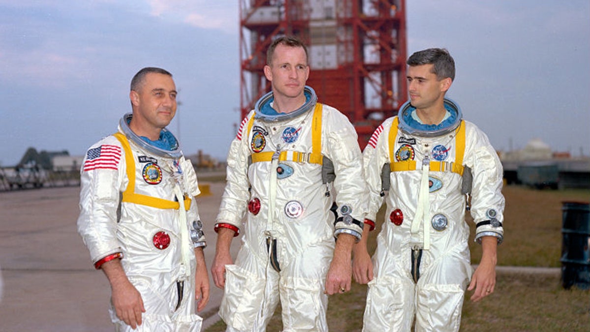 The crew of the ill-fated Apollo 1 capsule. From left to right: Grissom, White, Chaffee. Image: NASA