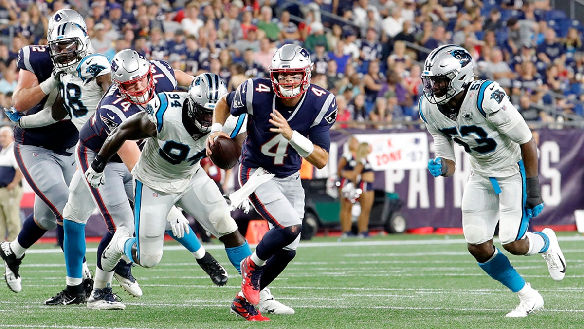 The pressure is on Stidham. (Photo by Fred Kfoury III/Icon Sportswire via Getty Images)