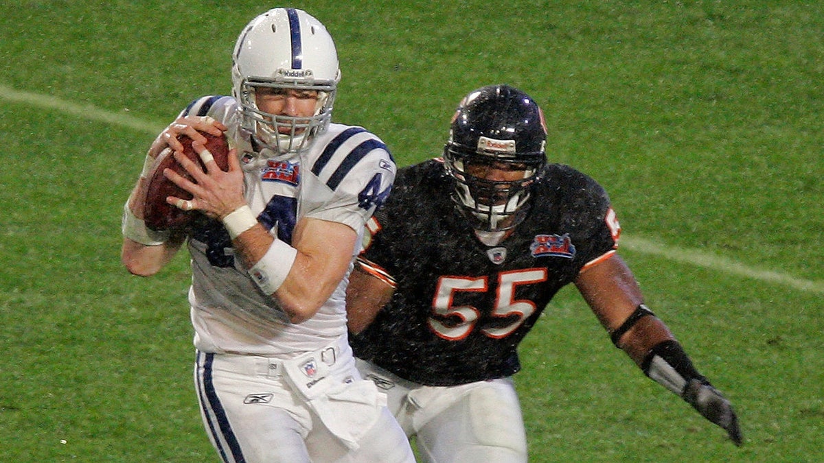 Lance Briggs and the Bears' defense had to deal with Peyton Manning. (Photo by Brian Bahr/Getty Images)