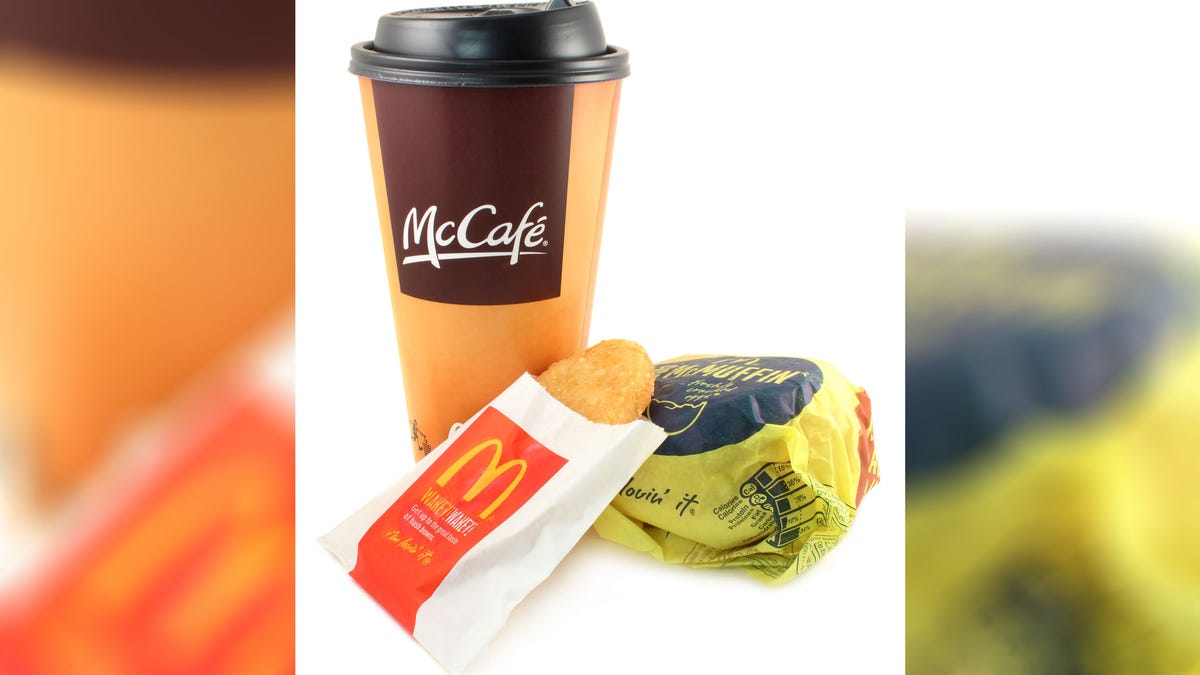 McDonald's | McCafe coffee, hash brown and an egg McMuffin