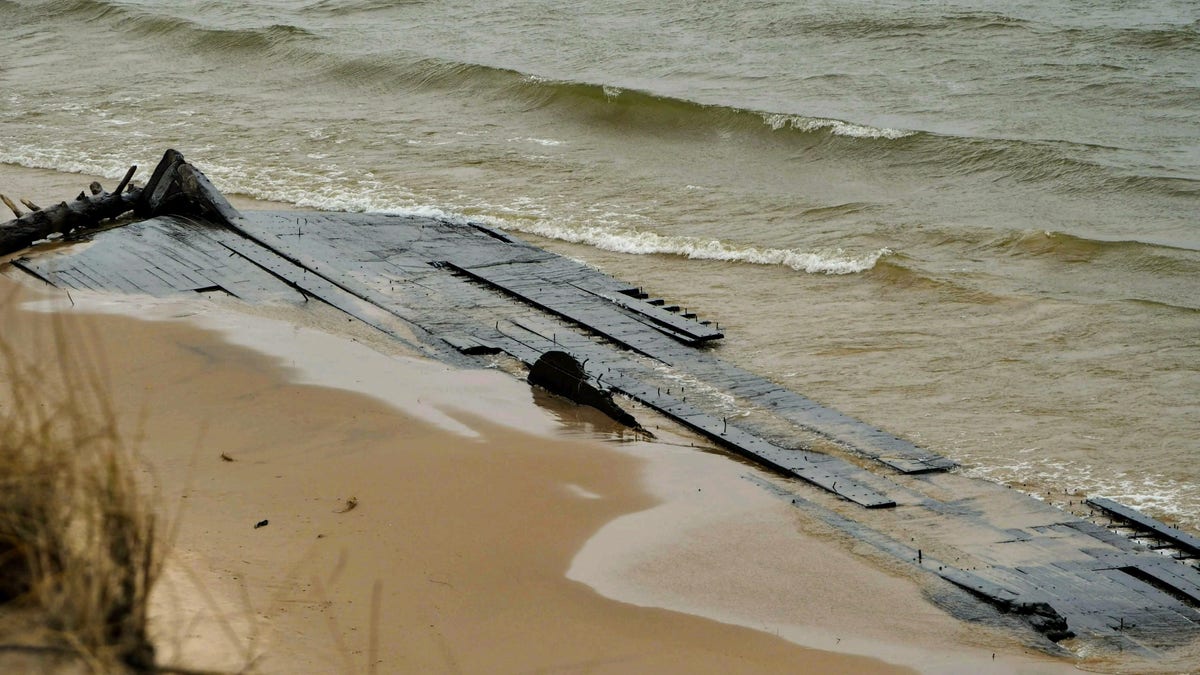 The wreck is about one third to a half reburied in the sand, according to the West Michigan Underwater Preserve (WMUP).
