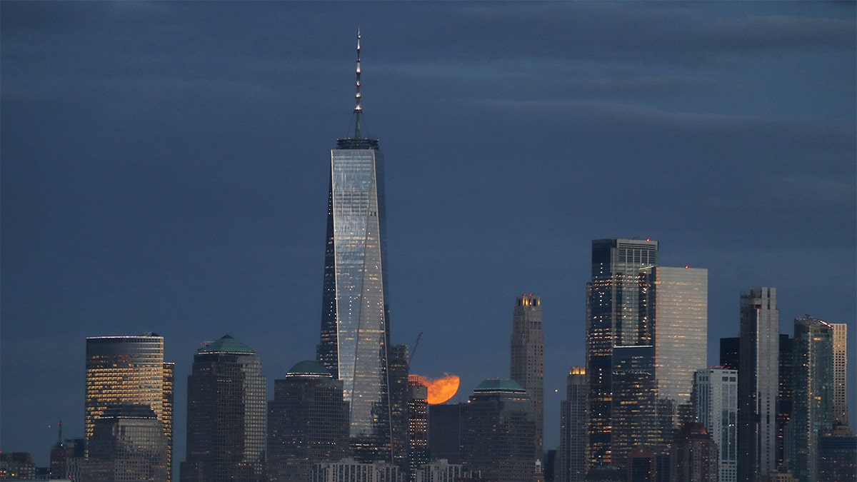 The Wolf Moon rises over the New York City skyline. (Gary Hershorn, Fox News)