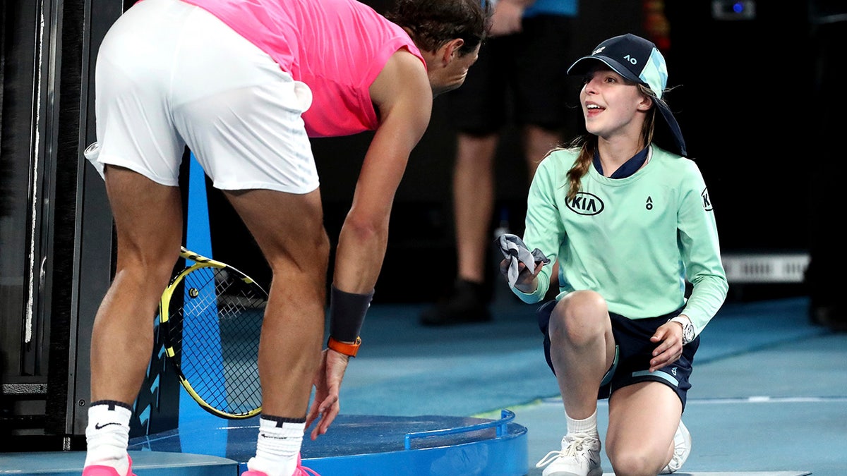 Australian Open ball girl hit with Rafael Nadal shot, tennis star makes up for it with a kiss Fox News