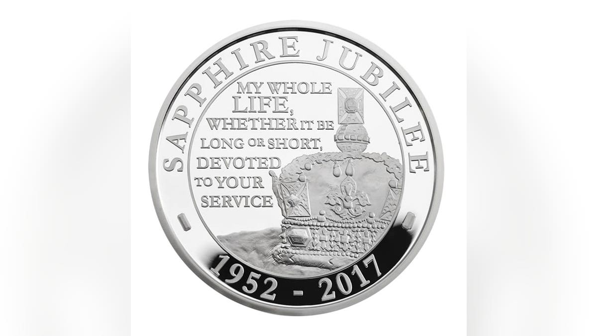 A special Sapphire Jubilee coin made for the Queen's special occasion.