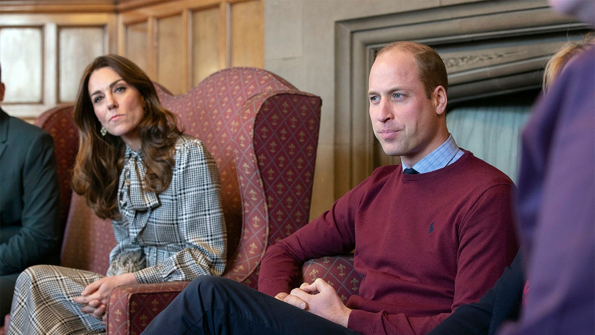 Britain's Prince William and Kate, Duchess of Cambridge speak during a visit to City Hall in Bradford to join a group of young people from across the community to hear about life in the city in Bradford, England, Wednesday, Jan. 15, 2020.