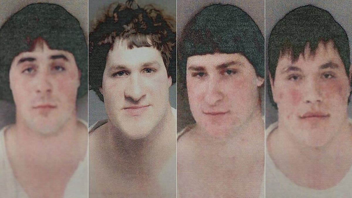 These four underage men were arrested after they were spotted throwing beer cans from their horse-drawn buggy. 