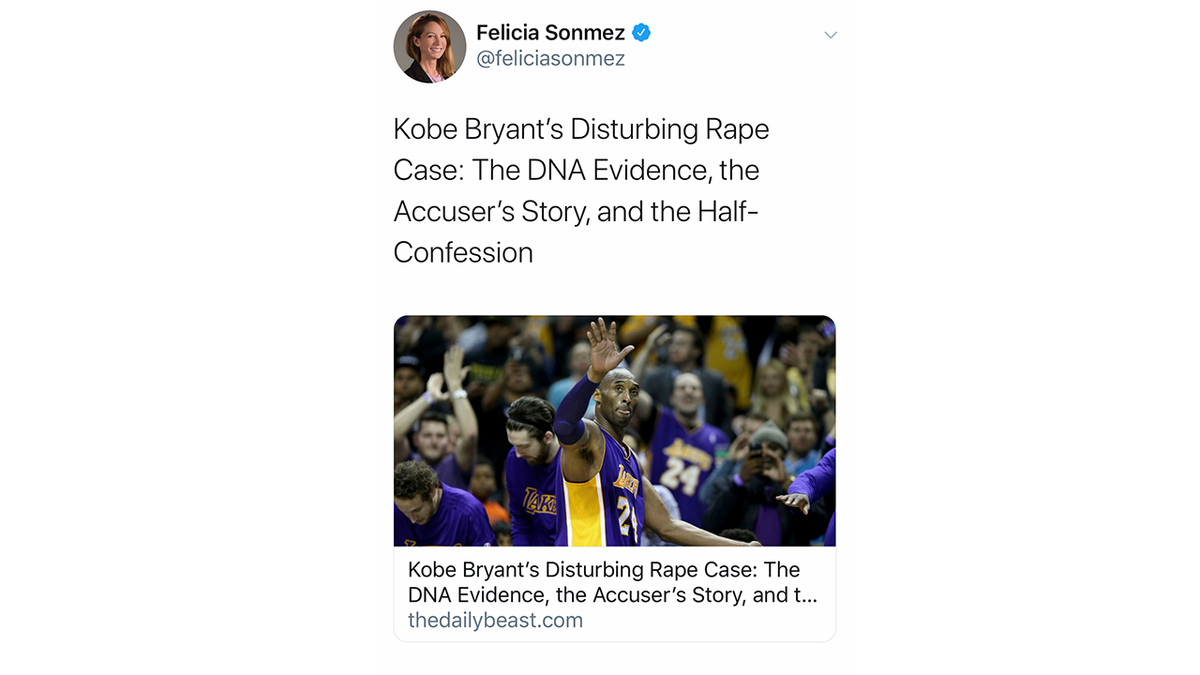 WaPo's Felicia Sonmez tweet about Kobe Bryant