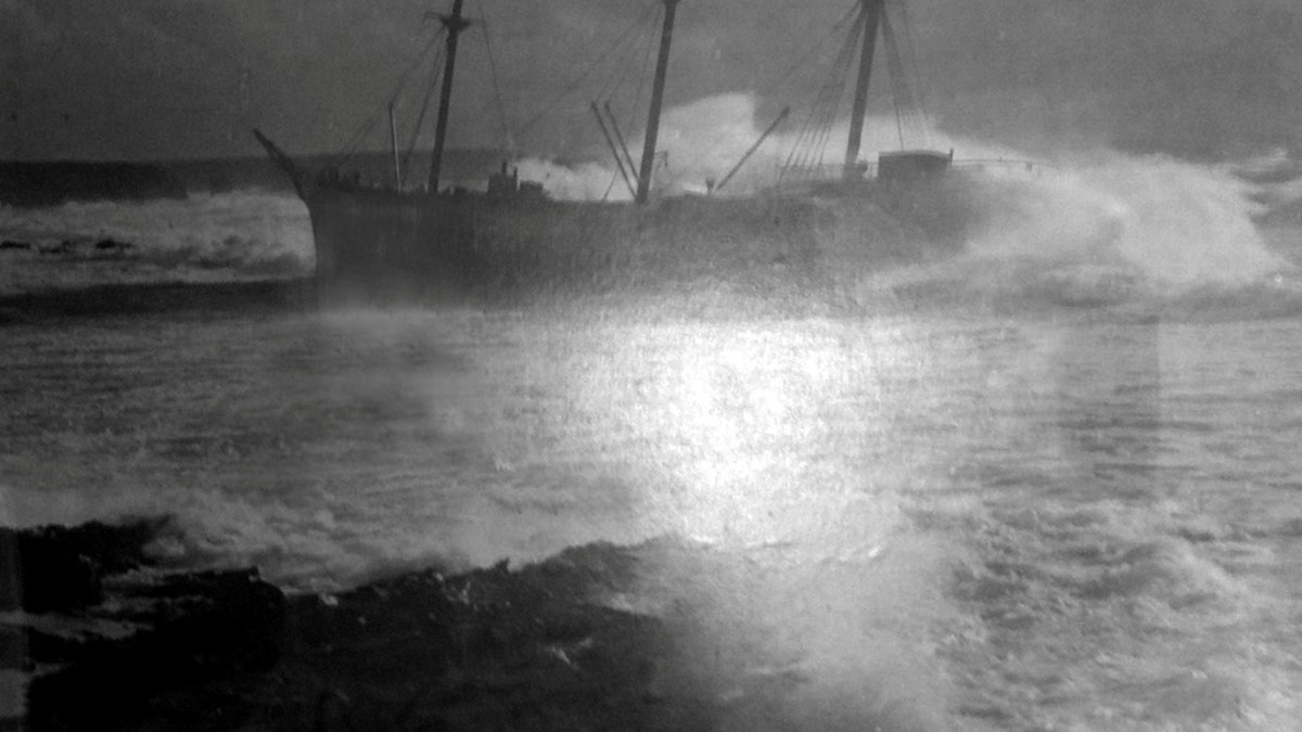 Archive photo of the wrecked SV Carl when it was beached at Booby’s Bay, Cornwall. (Credit: SWNS)