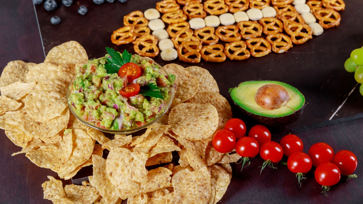 Super Bowl snack ideas including chips and dip