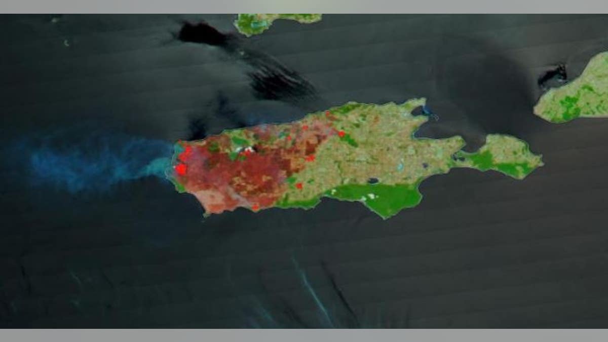 This is a Terra satellite image of Kangaroo Island on Jan. 7, 2020.