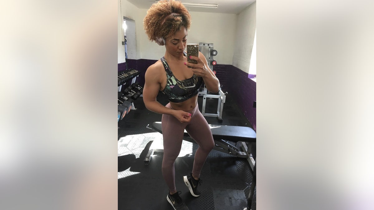 Natasha Gilson in the gym.