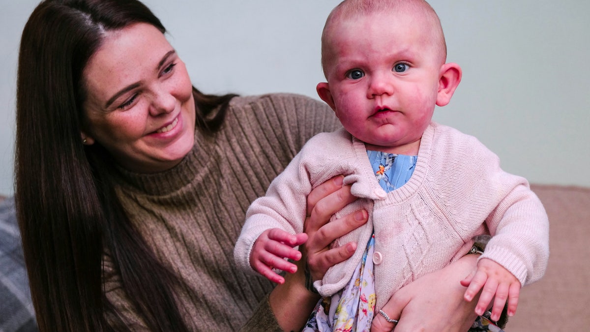 Lacey-Dee Barrett, 10 months, and mom Sara Farrow.